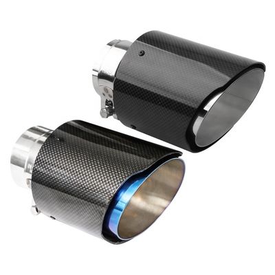 quality  Universal Automotive Yaoyue Exhaust System Real Carbon Fiber Muffler Tips Exhaust Pipes Stainless Blue 63mm factory